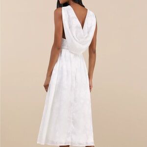 Lulu's White Draped Back Midi Dress